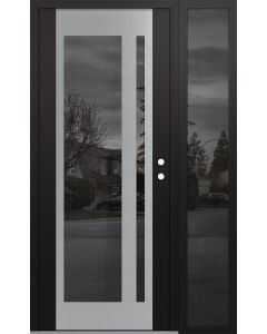 Diamond C15 50" x 80" black/black mirrored Glass Panel stainless steel LHI with Sidelite mirrored Glass