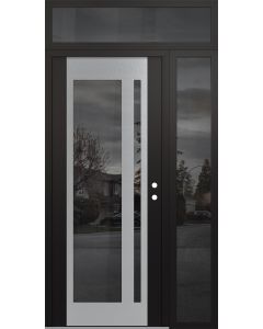 Diamond C15 50" x 96" black/black mirrored Glass Panel stainless steel LHI with Sidelite and Transom mirrored Glass