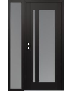 Diamond C15 52" x 80" black/white frosted Glass Panel black RHI with Sidelite frosted Glass