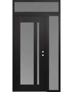 Diamond C15 52" x 96" black/white frosted Glass Panel black LHI with Sidelite and Transom frosted Glass