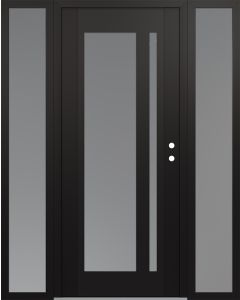 Diamond C15 64" x 80" black/white frosted Glass Panel black LHI with 2 Sidelites frosted Glass