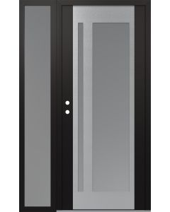 Diamond C15 52" x 80" black/white frosted Glass Panel stainless steel RHI with Sidelite frosted Glass