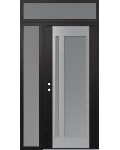 Diamond C15 50" x 96" black/white frosted Glass Panel stainless steel RHI with Sidelite and Transom frosted Glass