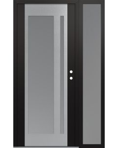 Diamond C15 50" x 80" black/white frosted Glass Panel stainless steel LHI with Sidelite frosted Glass