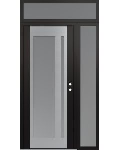 Diamond C15 48" x 96" black/white frosted Glass Panel stainless steel LHI with Sidelite and Transom frosted Glass