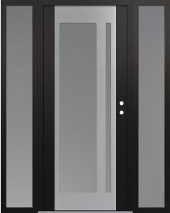 Diamond C15 64" x 80" black/white frosted Glass Panel stainless steel LHI with 2 Sidelites frosted Glass