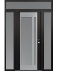 Diamond C15 64" x 96" black/white frosted Glass Panel stainless steel LHI with 2 Sidelites and Transom frosted Glass