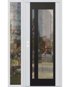 Diamond C15 52" x 80" white/white clear Glass Panel black RHI with Sidelite clear Glass