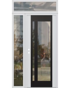 Diamond C15 52" x 96" white/white clear Glass Panel black RHI with Sidelite and Transom clear Glass