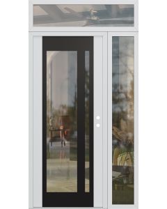 Diamond C15 52" x 96" white/white clear Glass Panel black LHI with Sidelite and Transom clear Glass