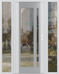 Diamond C15 60" x 80" white/white clear Glass Panel stainless steel LHI with 2 Sidelites clear Glass