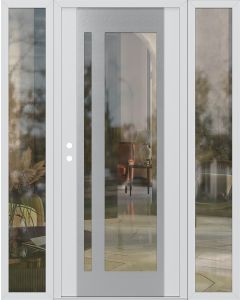 Diamond C15 60" x 80" white/white clear Glass Panel stainless steel RHI with 2 Sidelites clear Glass