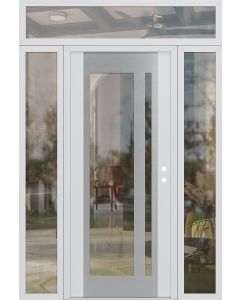 Diamond C15 60" x 96" white/white clear Glass Panel stainless steel LHI with 2 Sidelites and Transom clear Glass