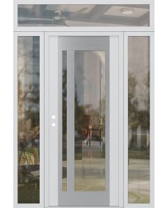 Diamond C15 68" x 96" white/white clear Glass Panel stainless steel RHI with 2 Sidelites and Transom clear Glass