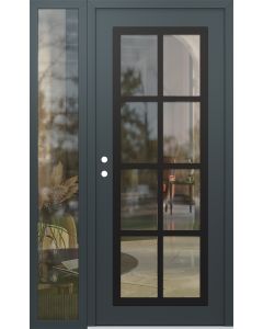 Diamond C16 48" x 80" anthracite/anthracite clear Glass Panel black RHI with Sidelite clear Glass