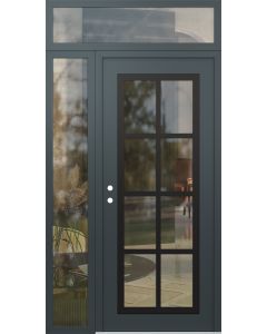 Diamond C16 48" x 96" anthracite/anthracite clear Glass Panel black RHI with Sidelite and Transom clear Glass