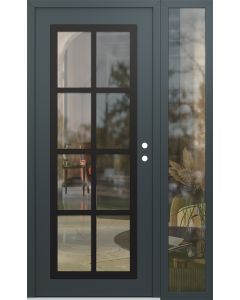 Diamond C16 48" x 80" anthracite/anthracite clear Glass Panel black LHI with Sidelite clear Glass