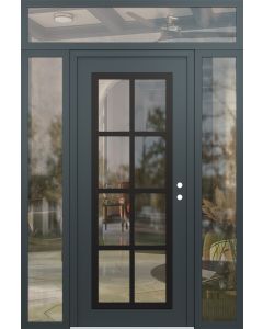 Diamond C16 68" x 96" anthracite/anthracite clear Glass Panel black LHI with 2 Sidelites and Transom clear Glass