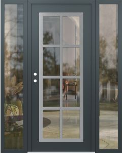 Diamond C16 60" x 80" anthracite/anthracite clear Glass Panel stainless steel RHI with 2 Sidelites clear Glass