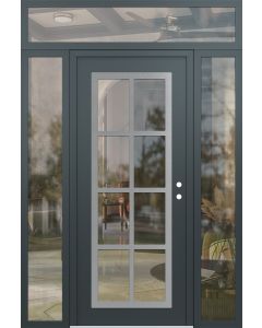 Diamond C16 60" x 96" anthracite/anthracite clear Glass Panel stainless steel LHI with 2 Sidelites and Transom clear Glass