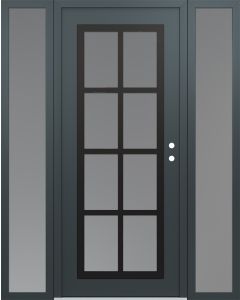Diamond C16 68" x 80" anthracite/anthracite frosted Glass Panel black LHI with 2 Sidelites frosted Glass
