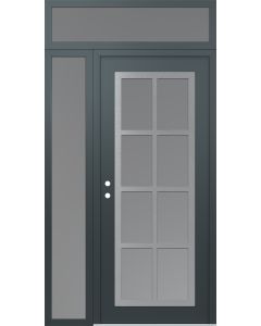 Diamond C16 50" x 96" anthracite/anthracite frosted Glass Panel stainless steel RHI with Sidelite and Transom frosted Glass
