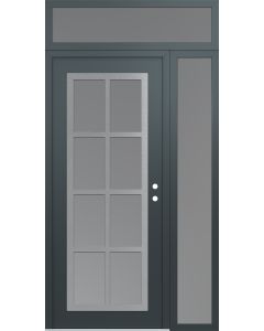 Diamond C16 50" x 96" anthracite/anthracite frosted Glass Panel stainless steel LHI with Sidelite and Transom frosted Glass