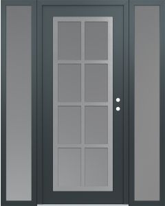 Diamond C16 68" x 80" anthracite/anthracite frosted Glass Panel stainless steel LHI with 2 Sidelites frosted Glass