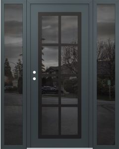 Diamond C16 64" x 80" anthracite/anthracite mirrored Glass Panel black RHI with 2 Sidelites mirrored Glass