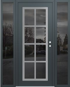 Diamond C16 68" x 80" anthracite/anthracite mirrored Glass Panel stainless steel LHI with 2 Sidelites mirrored Glass