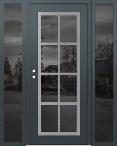 Diamond C16 68" x 80" anthracite/anthracite mirrored Glass Panel stainless steel RHI with 2 Sidelites mirrored Glass