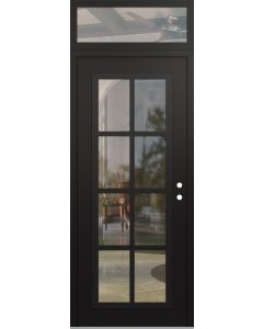 Diamond C16 36" x 96" black/black clear Glass Panel black LHI with Transom clear Glass