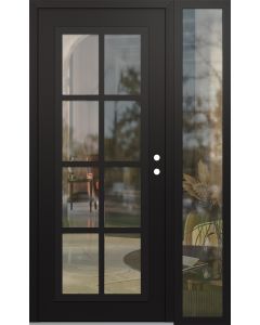 Diamond C16 48" x 80" black/black clear Glass Panel black LHI with Sidelite clear Glass