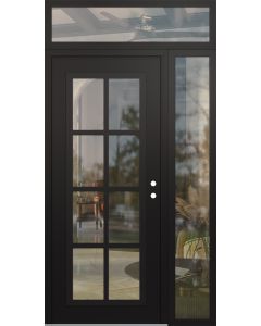 Diamond C16 48" x 96" black/black clear Glass Panel black LHI with Sidelite and Transom clear Glass