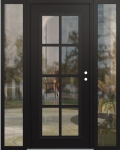 Diamond C16 60" x 80" black/black clear Glass Panel black LHI with 2 Sidelites clear Glass
