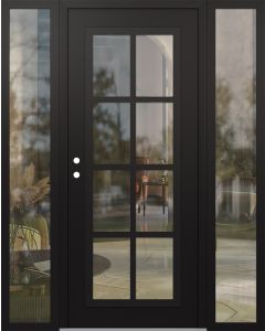 Diamond C16 60" x 80" black/black clear Glass Panel black RHI with 2 Sidelites clear Glass