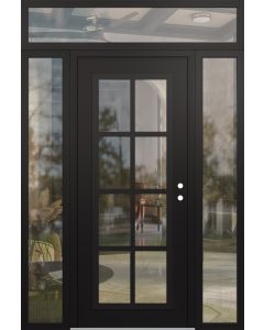 Diamond C16 60" x 96" black/black clear Glass Panel black LHI with 2 Sidelites and Transom clear Glass