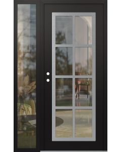 Diamond C16 48" x 80" black/black clear Glass Panel stainless steel RHI with Sidelite clear Glass