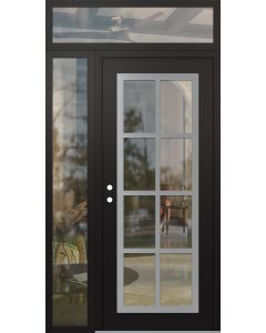 Diamond C16 48" x 96" black/black clear Glass Panel stainless steel RHI with Sidelite and Transom clear Glass