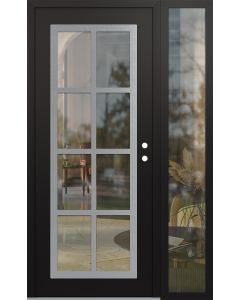Diamond C16 48" x 80" black/black clear Glass Panel stainless steel LHI with Sidelite clear Glass
