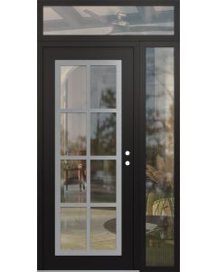 Diamond C16 48" x 96" black/black clear Glass Panel stainless steel LHI with Sidelite and Transom clear Glass