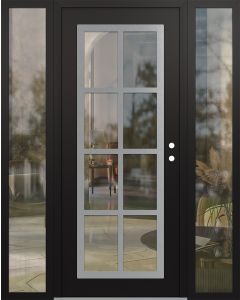 Diamond C16 60" x 80" black/black clear Glass Panel stainless steel LHI with 2 Sidelites clear Glass