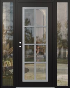 Diamond C16 60" x 80" black/black clear Glass Panel stainless steel RHI with 2 Sidelites clear Glass