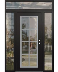 Diamond C16 60" x 96" black/black clear Glass Panel stainless steel LHI with 2 Sidelites and Transom clear Glass