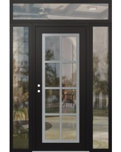 Diamond C16 60" x 96" black/black clear Glass Panel stainless steel RHI with 2 Sidelites and Transom clear Glass