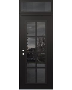 Diamond C16 36" x 96" black/black mirrored Glass Panel black RHI with Transom mirrored Glass