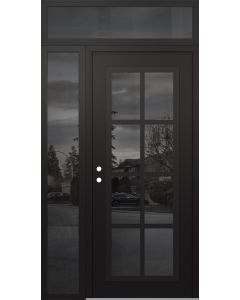 Diamond C16 48" x 96" black/black mirrored Glass Panel black RHI with Sidelite and Transom mirrored Glass