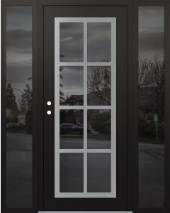 Diamond C16 64" x 80" black/black mirrored Glass Panel stainless steel RHI with 2 Sidelites mirrored Glass