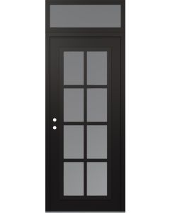 Diamond C16 36" x 96" black/white frosted Glass Panel black RHI with Transom frosted Glass
