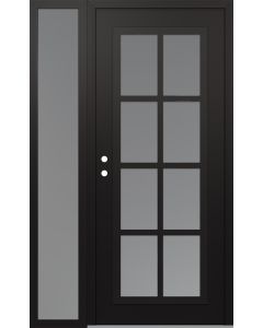 Diamond C16 52" x 80" black/white frosted Glass Panel black RHI with Sidelite frosted Glass
